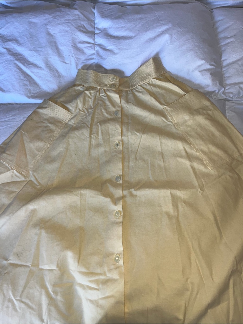 Vintage Light Yellow Button-Front Skirt